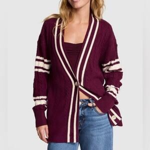 PINK Victoria’s Secret Varsity Cardigan – Burgundy, S